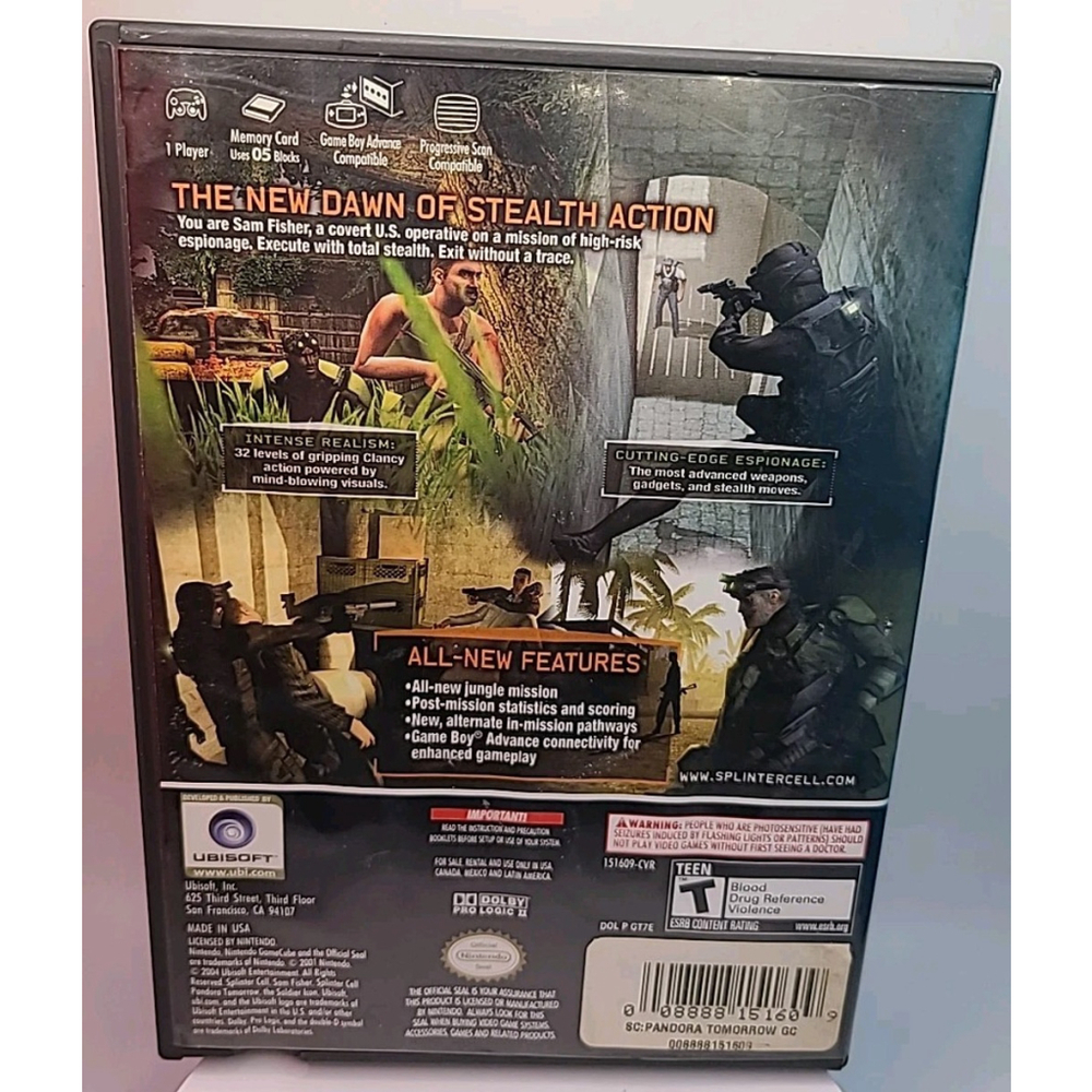 Tom Clancy's Splinter Cell: Pandora Tomorrow (Nintendo GameCube, 2004) - Picture 2 of 4